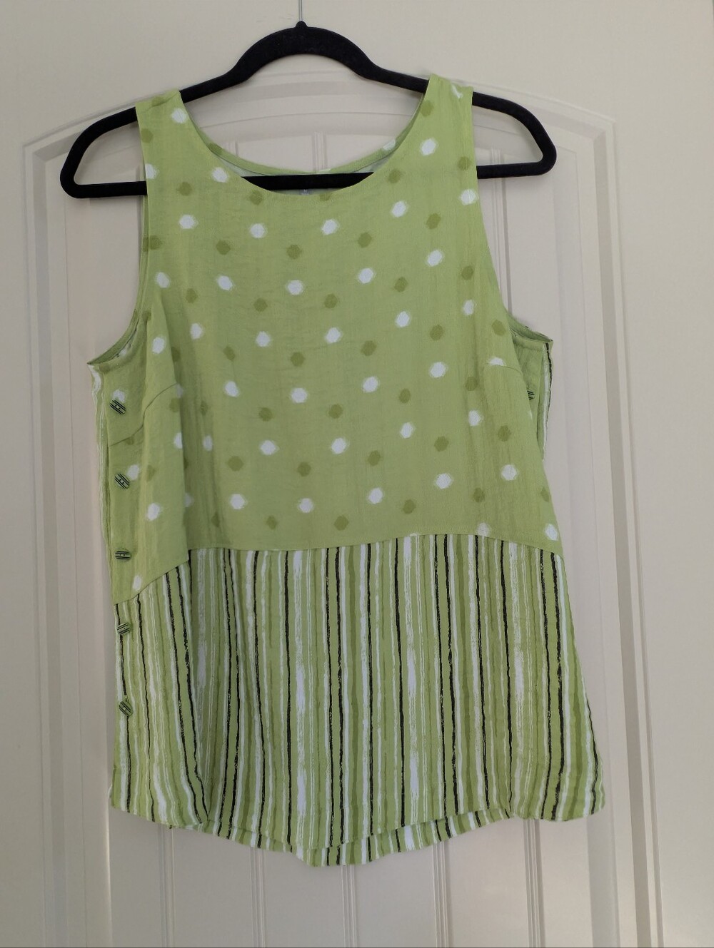 Women’s Habitat Lime Green Sleeveless Mixed-Pattern Top